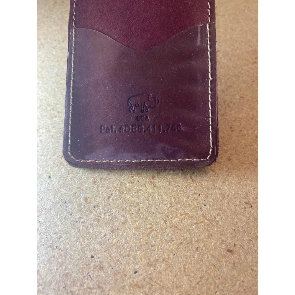 Bass Pro Shops Brown Leather Money Clip Wallet Bifold ID Window USA Made